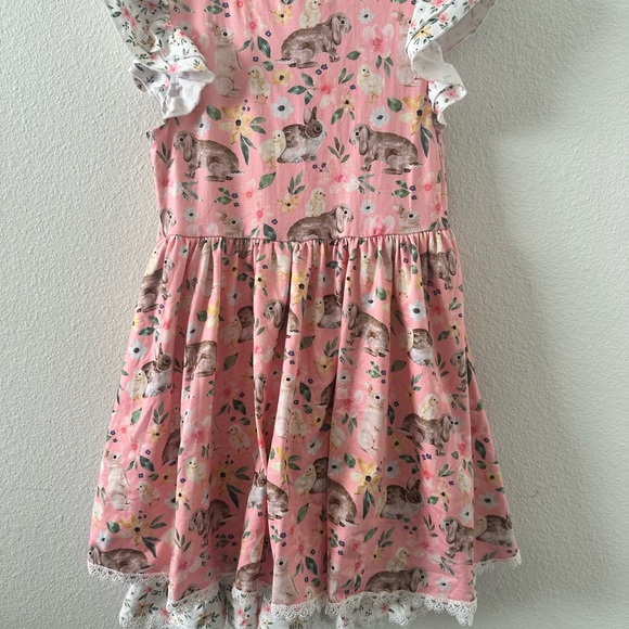 Girl’s bunny and duck pink dress, size 7/8. - Picture 2 of 4